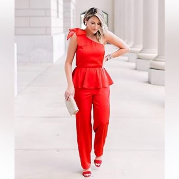 NWT The Drop Silky Satin Stretch One Shoulder Jumpsuit by @shopdandy - Picture 1 of 16
